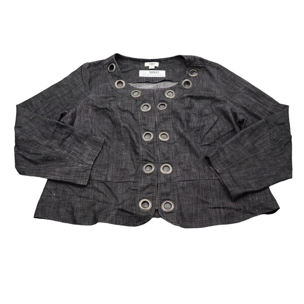 Cato Jacket Womens 18/20W Black Lightweight Casual Jean Denim Cropped Plus Size